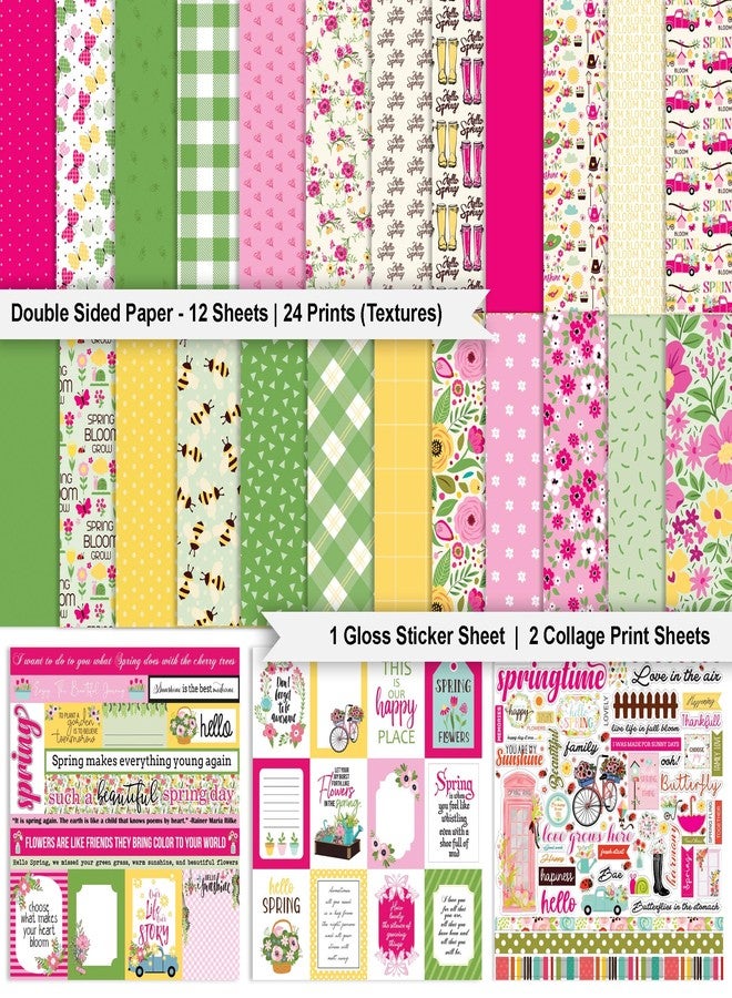 Inkdotpot Floral Theme Collection Double,Sided Scrapbook Paper Kit Cardstock 12"x12" Card Making Paper Pack of with Sticker Sheet - 16 Pages - Multicolor - Image 2